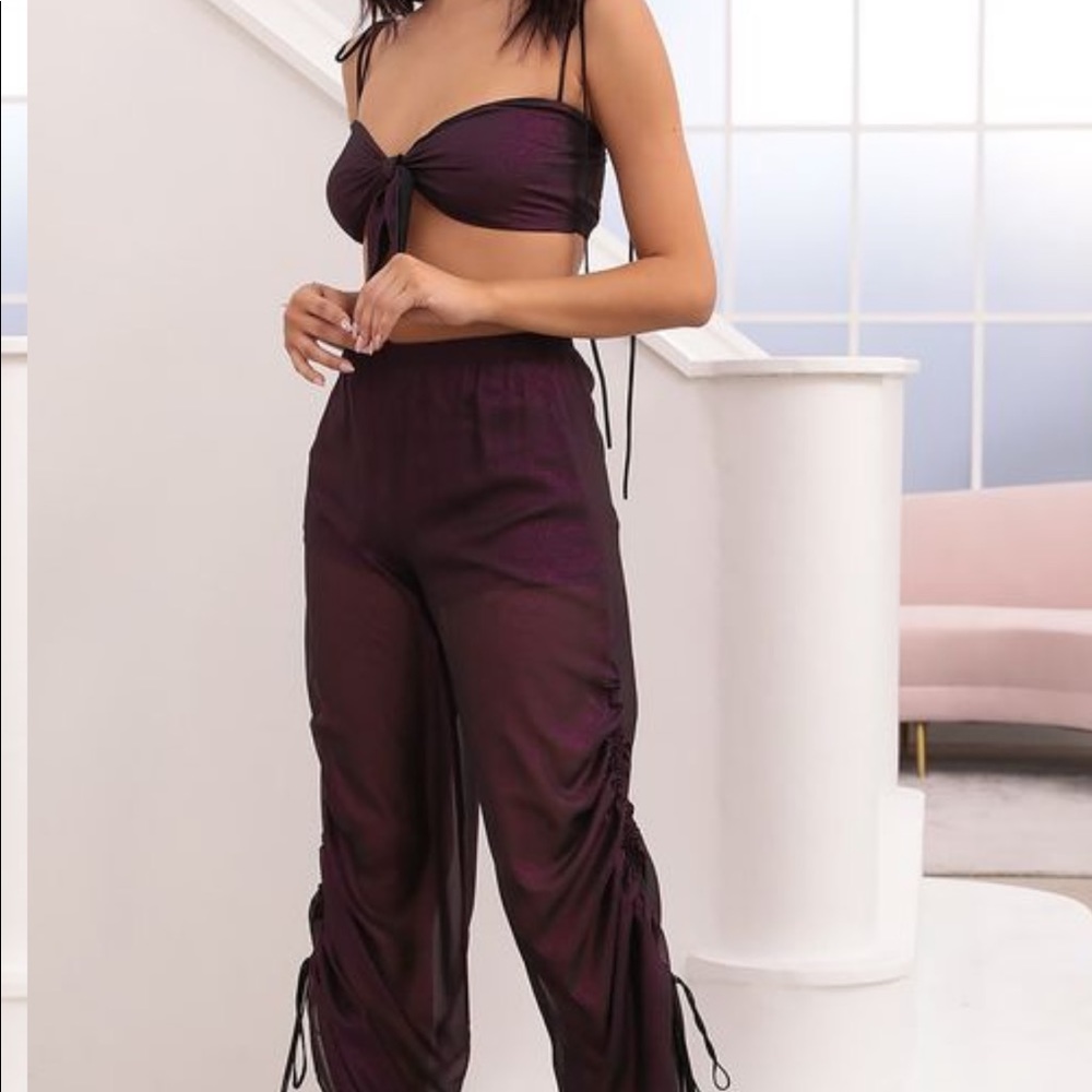 Ruched Pant Set in Purple